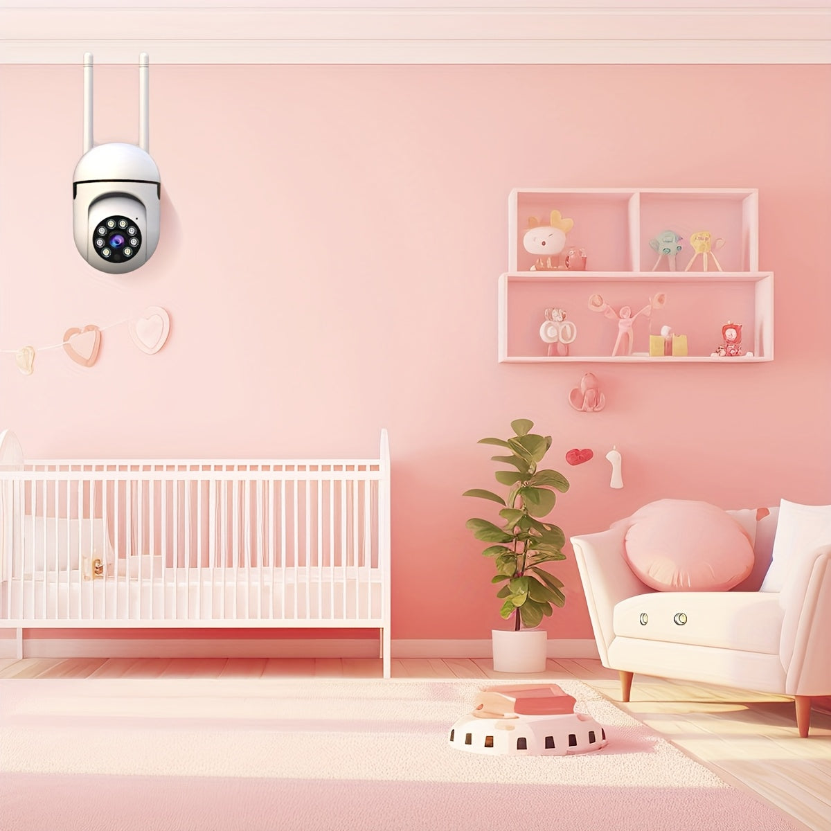 Cámara de seguridad HD 1080P con visión nocturna en color, panorámica, inclinación, zoom y seguimiento de movimiento