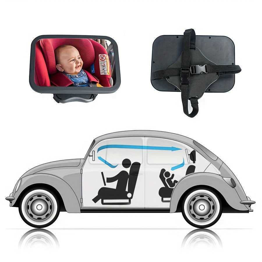 Car Mirror with 360-Degree Rotation Wide Rear View Crystal Clear Reflection