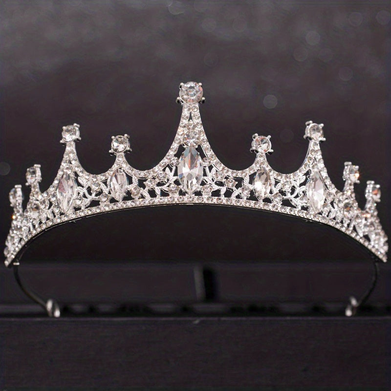 Girls Princess Tiara Headband with Flowers and Rhinestones for Halloween, Birthday, Cosplay