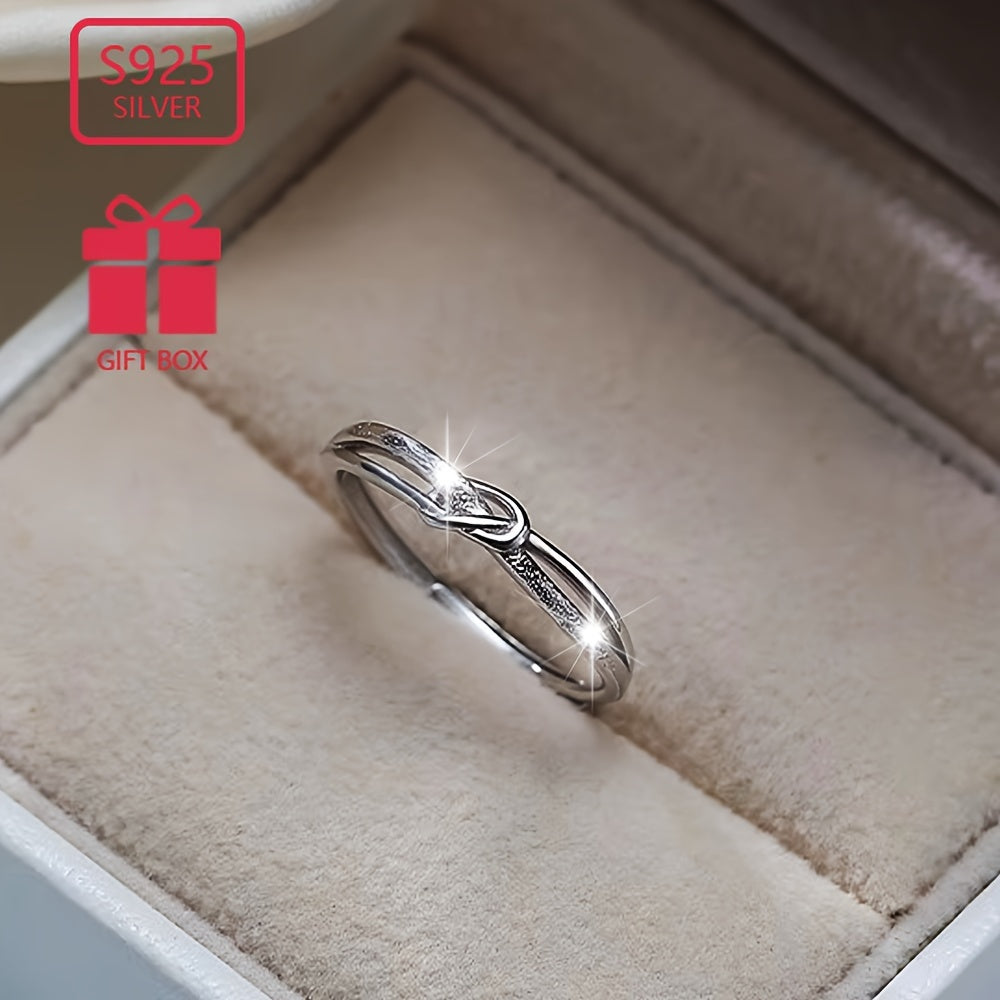 Women's Sterling Silver Ring with Starry Knot Rope Design Hypoallergenic Lightweight