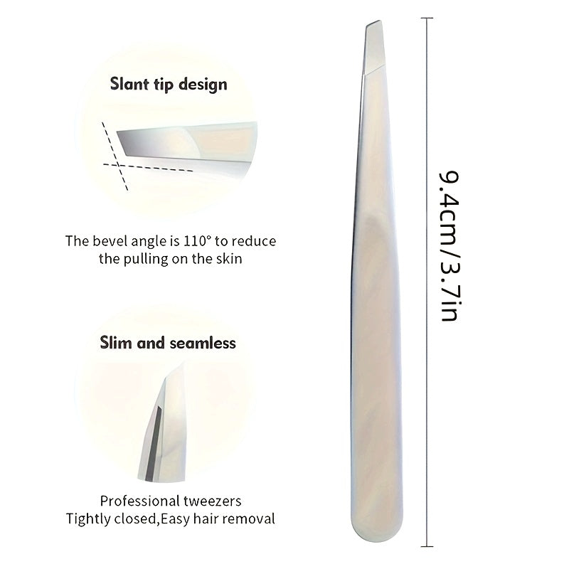 Women's Stainless Steel Eyebrow Tweezers 110° Precision Angled 9.8cm