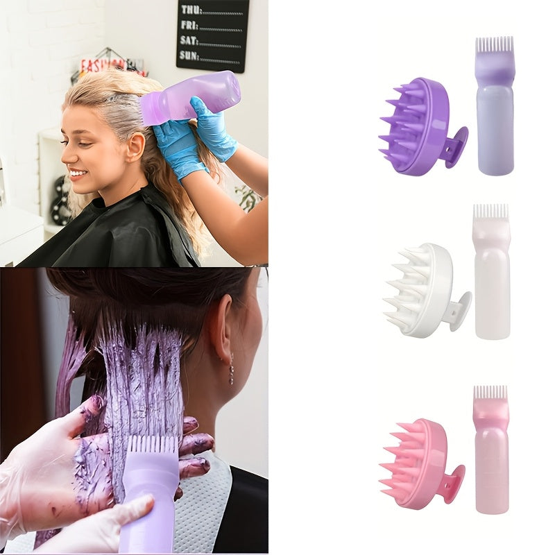 Set de cuidado capilar unisex con cepillo masajeador del cuero cabelludo, peine de raíz, botella de tinte para el cabello y aceite para el cabello hecho de plástico ABS y silicona