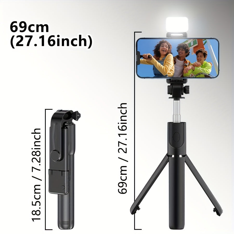 Wireless Selfie Stick Tripod with Fill Light Anti-Shake 360° Phone Holder