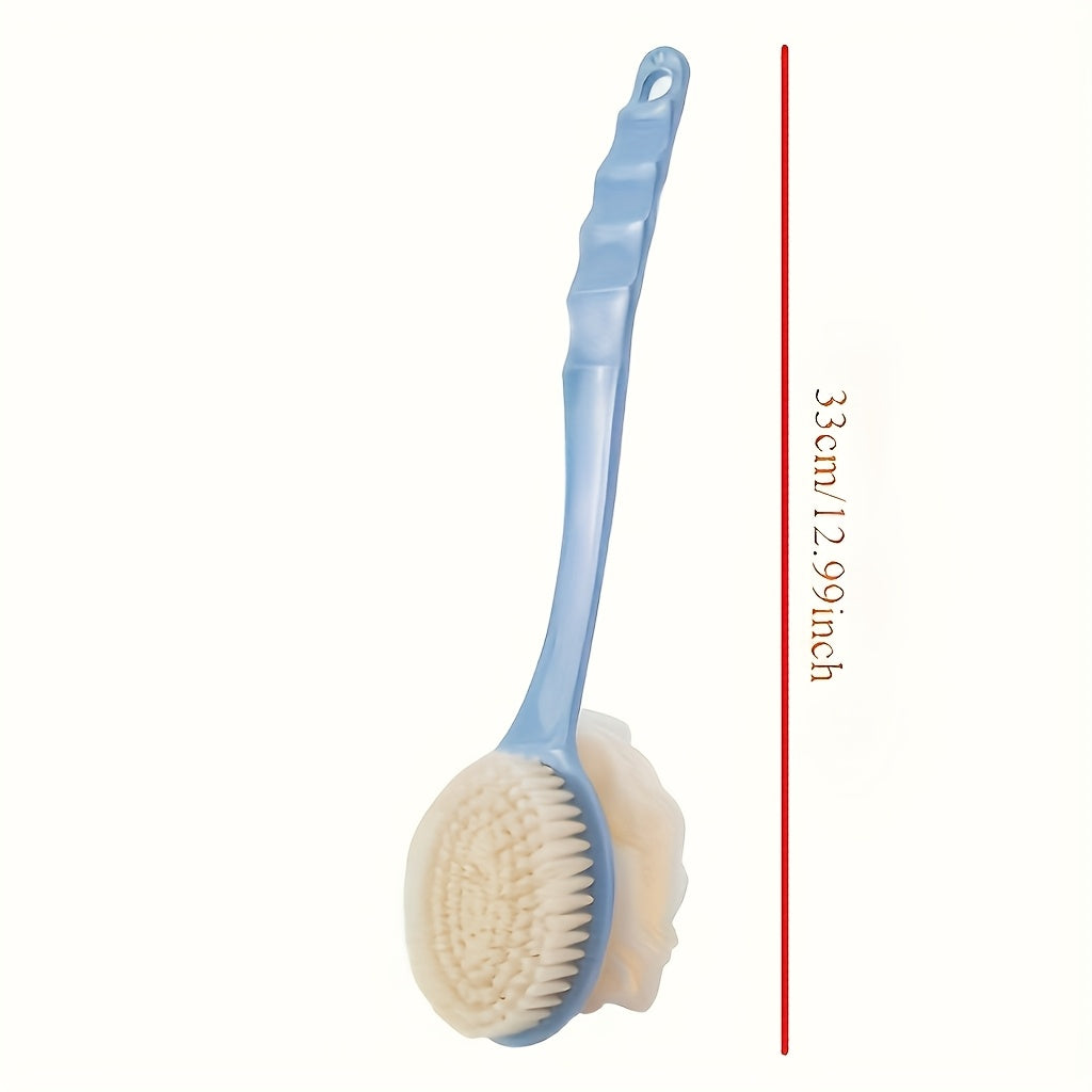 Two-in-One Shower Brush with Soft Loofah for Back Scrubbing No Batteries Needed