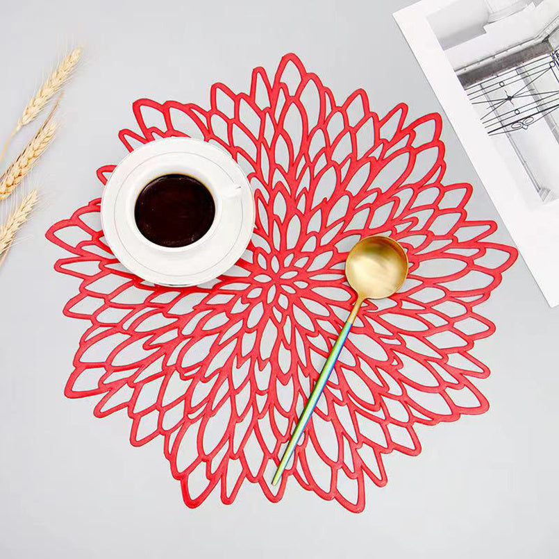Individual de PVC con diseño antideslizante de flor de hibisco para mesa de comedor