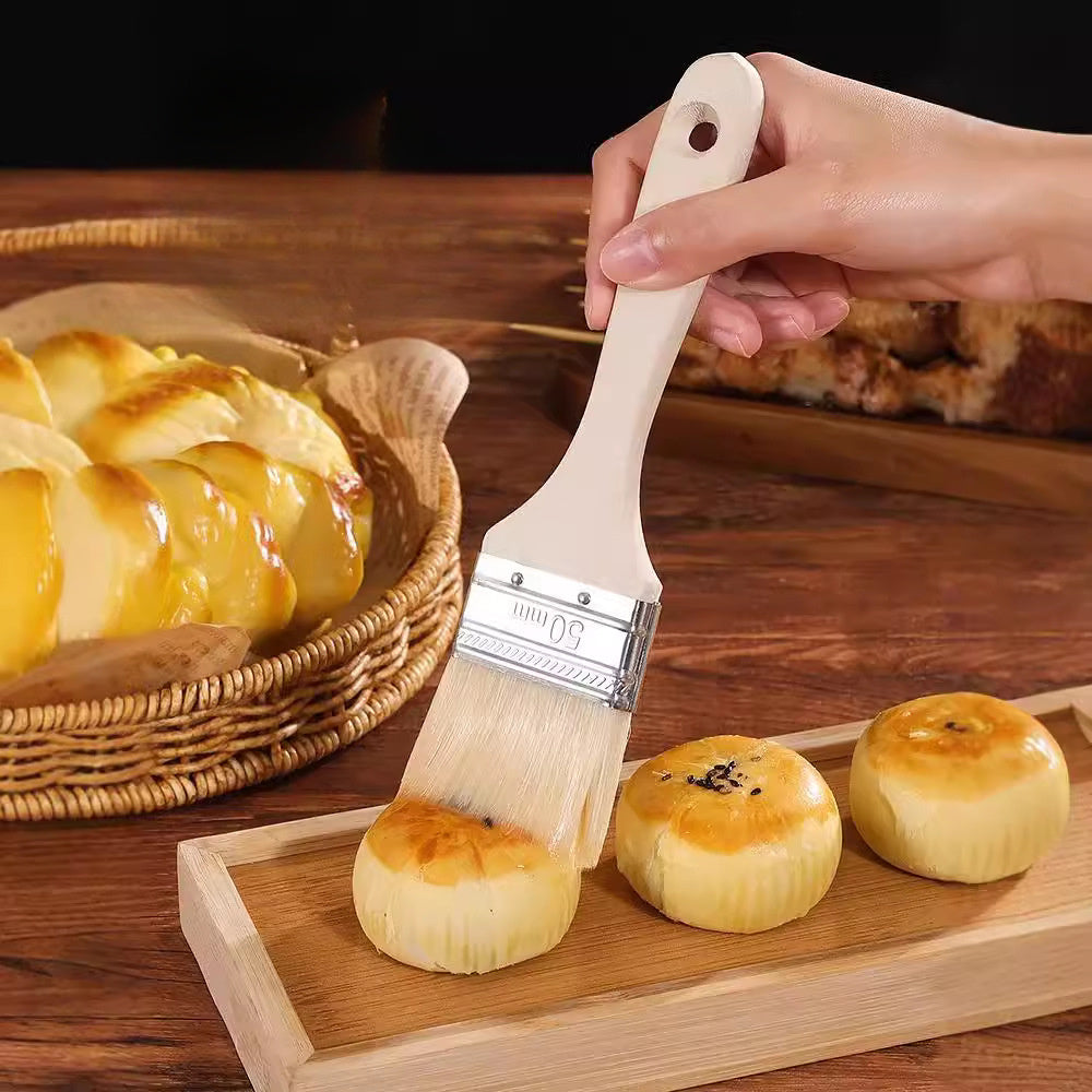 Wooden Handle Wool Brush for Water-Based Paint Baking and Barbecuing