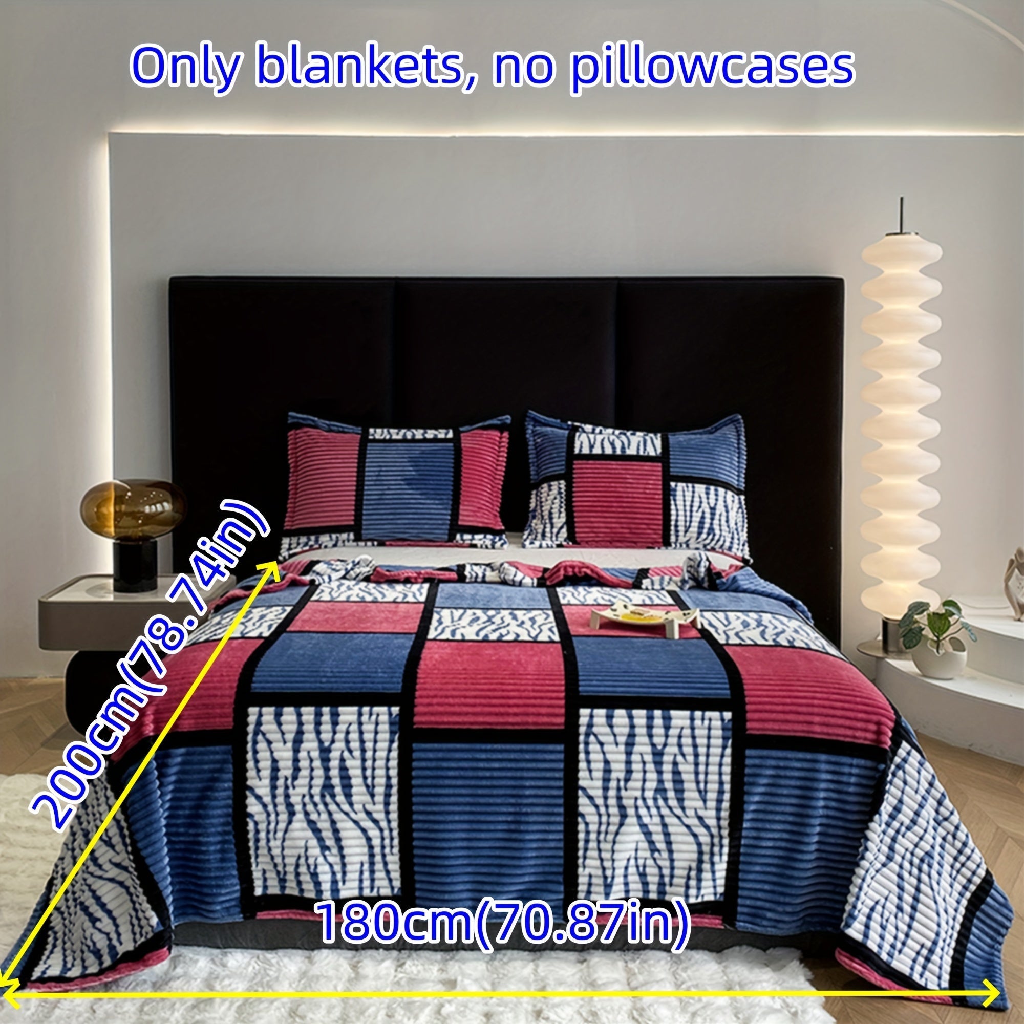 Striped Grid Blanket Lightweight Breathable All-Season Sofa Bed Travel 1 Piece