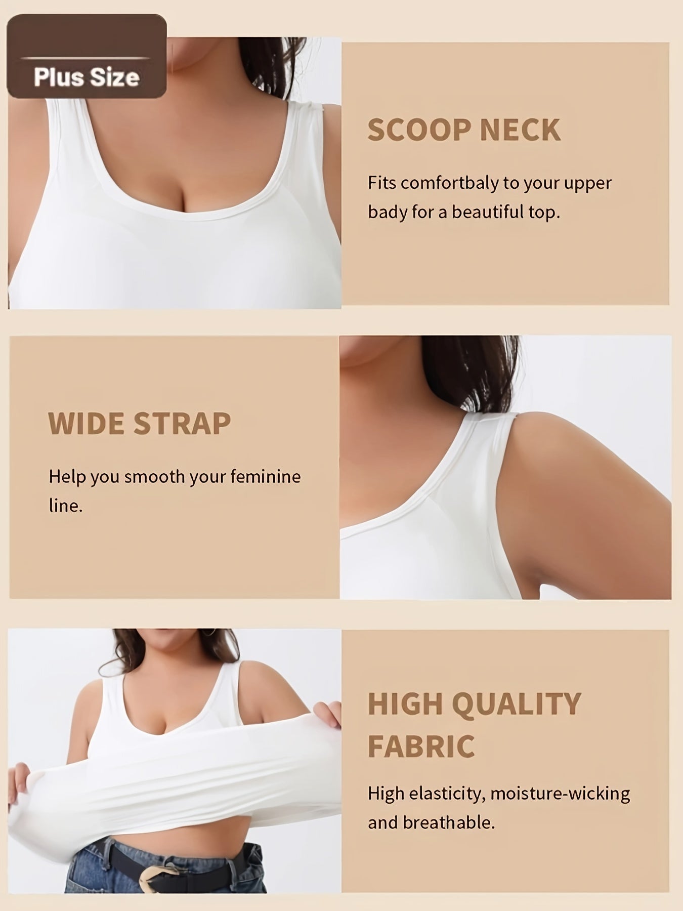 Plus Size Women Sports Bra Set Solid Color Adjustable Strap Athletic Tank Top | Breathable & Comfortable