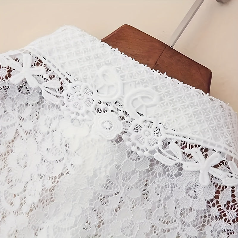 Women's Lace Half-Shirt Collar Adjustable Breathable Hollow Design