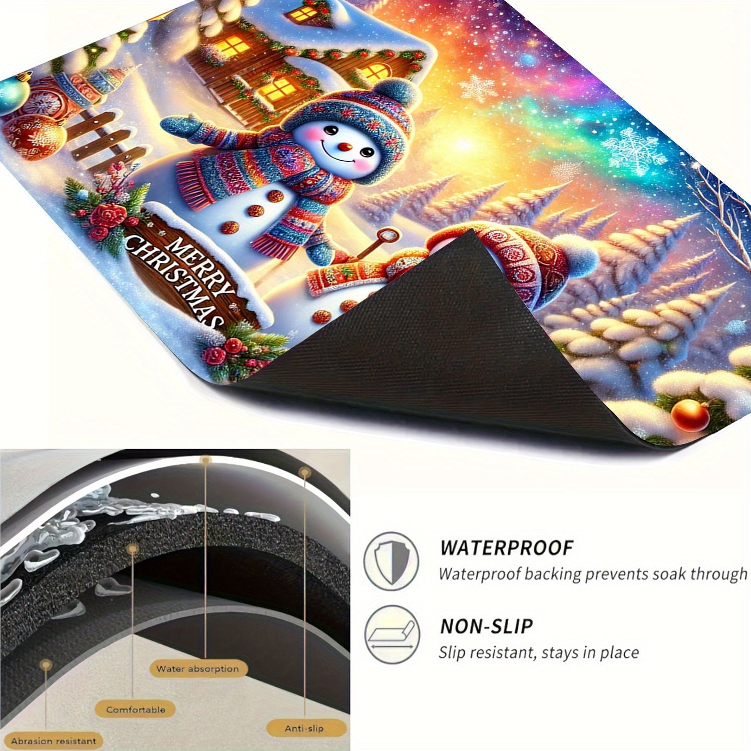 Christmas Snowman Stove Top Protector Waterproof Anti-Slip Cover for Electric Glass Cooktops