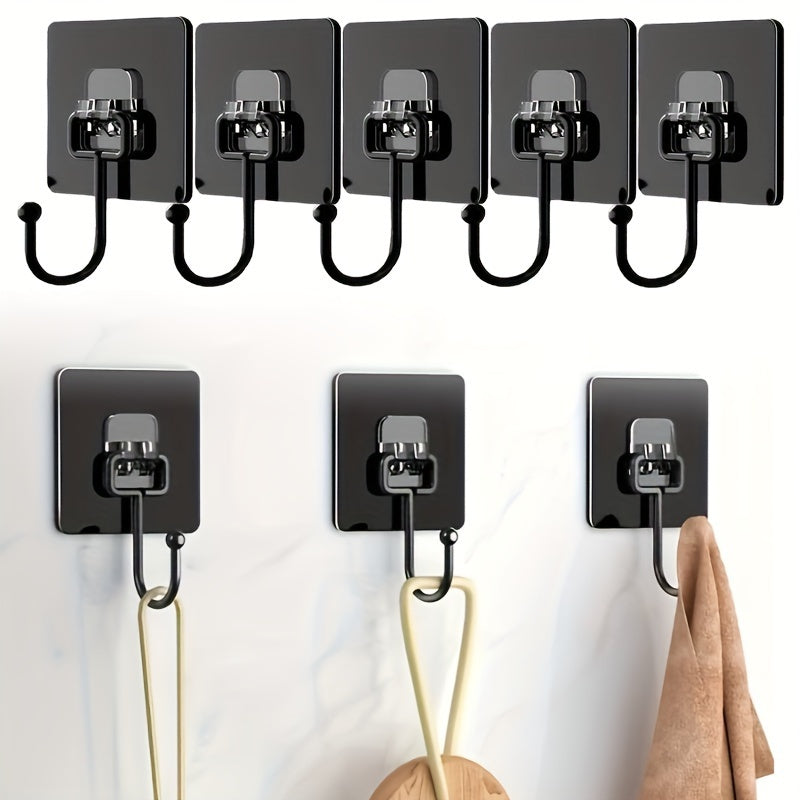 Nailless Adhesive Clothes Hanger Pack of 2 or 5 Stainless Steel Wall Hooks for Towels Shower Caps