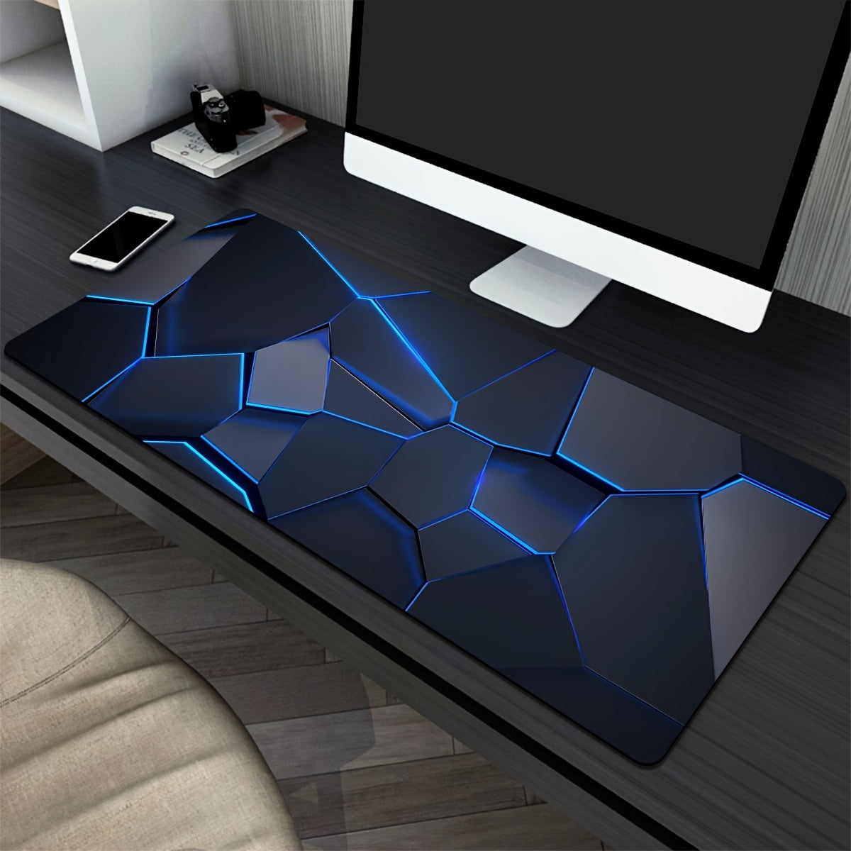 Geometric Gaming Mouse Pad Waterproof Non-Slip Polyester Desk Mat for Gamers and Office