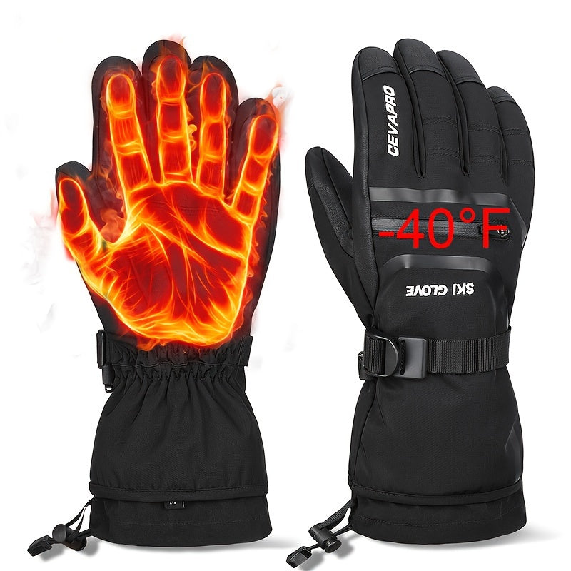 Men and Women Waterproof Touchscreen Ski Gloves with Knit Fabric