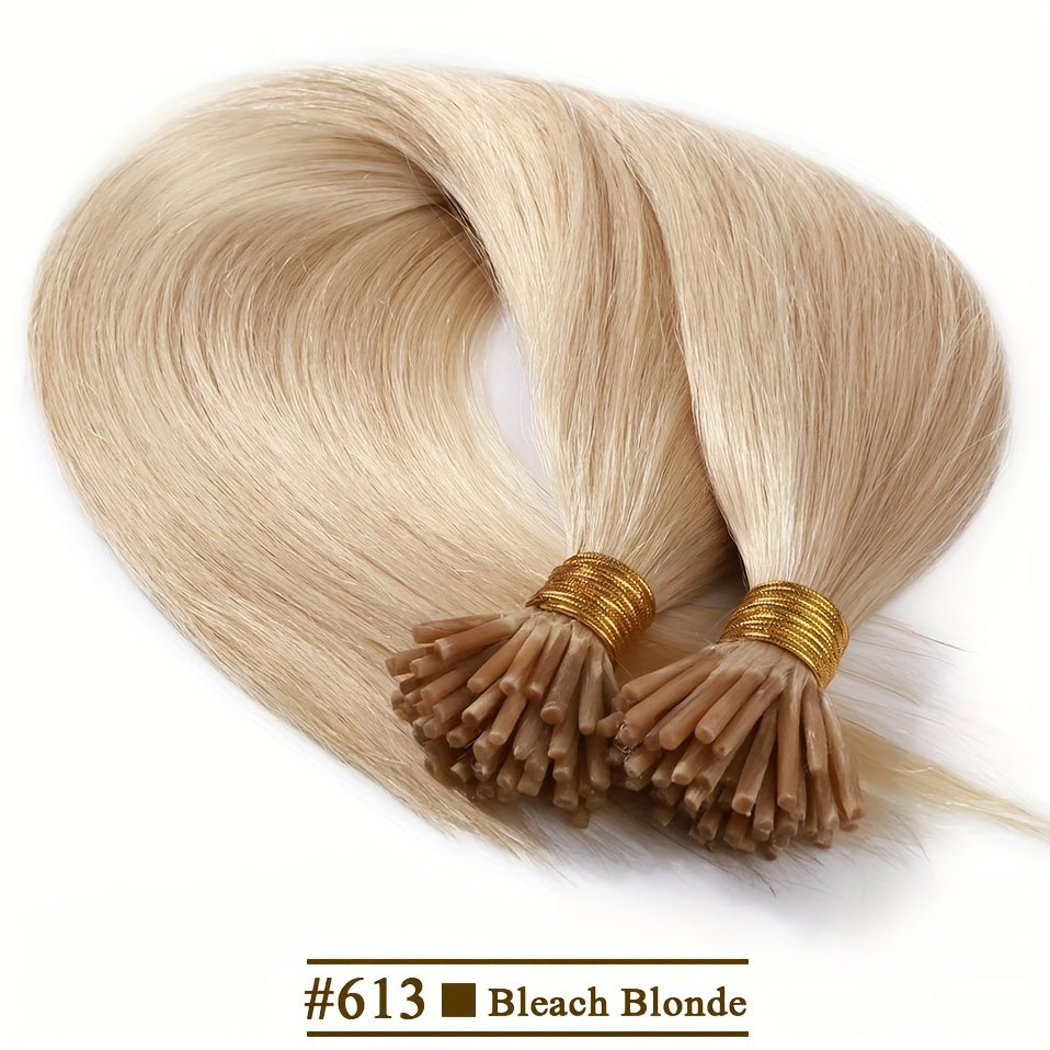 Натуральные волосы для наращивания прямые I Tip 50 шт. Цвет натуральный 40,6-66 см