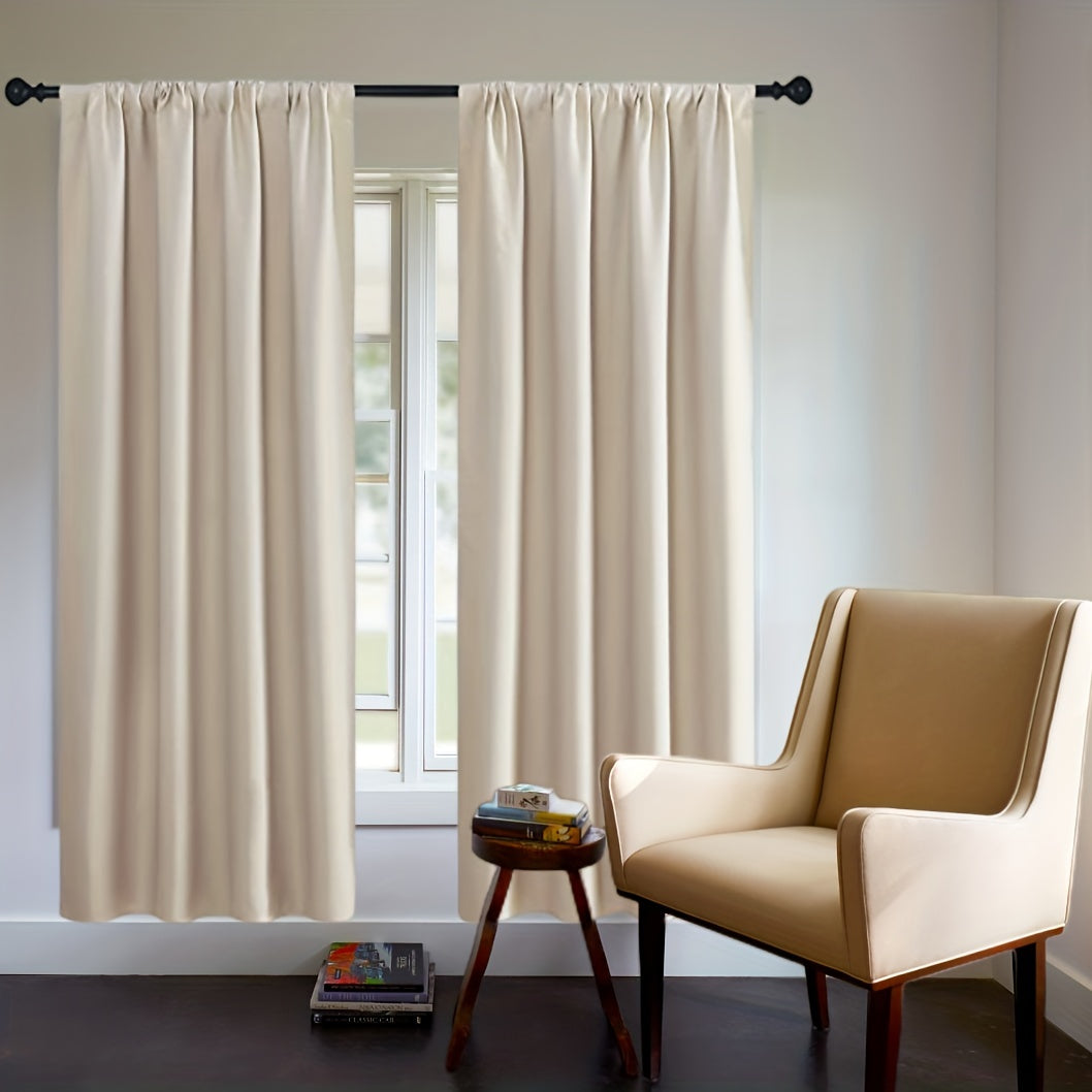Blackout Curtain Panel Thick Rod Pocket Light Blocking Insulation Bedroom 200g
