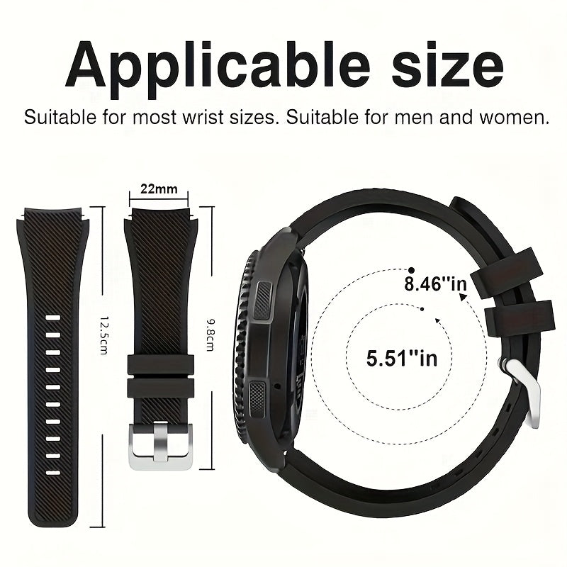 Men's Silicone Watch Strap 22mm Compatible with Galaxy Watch 3 45mm 46mm and Gear S3 Frontier