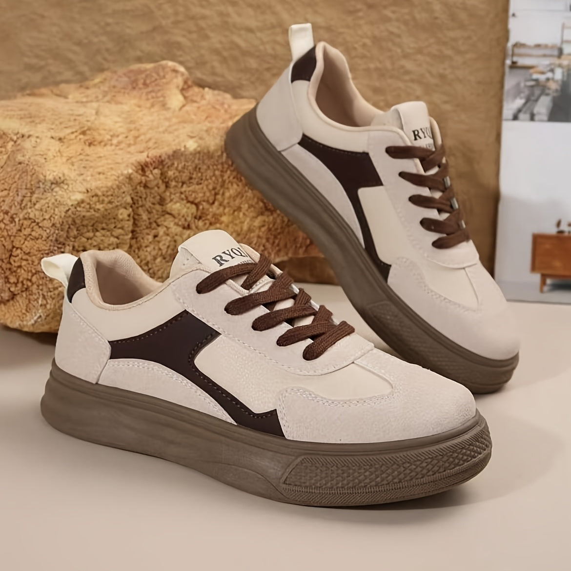 Zapatillas casuales de lona de bajo perfil para mujer con cordones, color sólido, para todas las estaciones, suela de goma