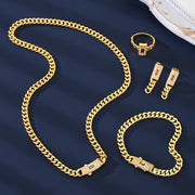 Set of 5 Zirconia Jewelry Pieces for Women Earrings Necklace Ring Bracelet Wedding Party Gift