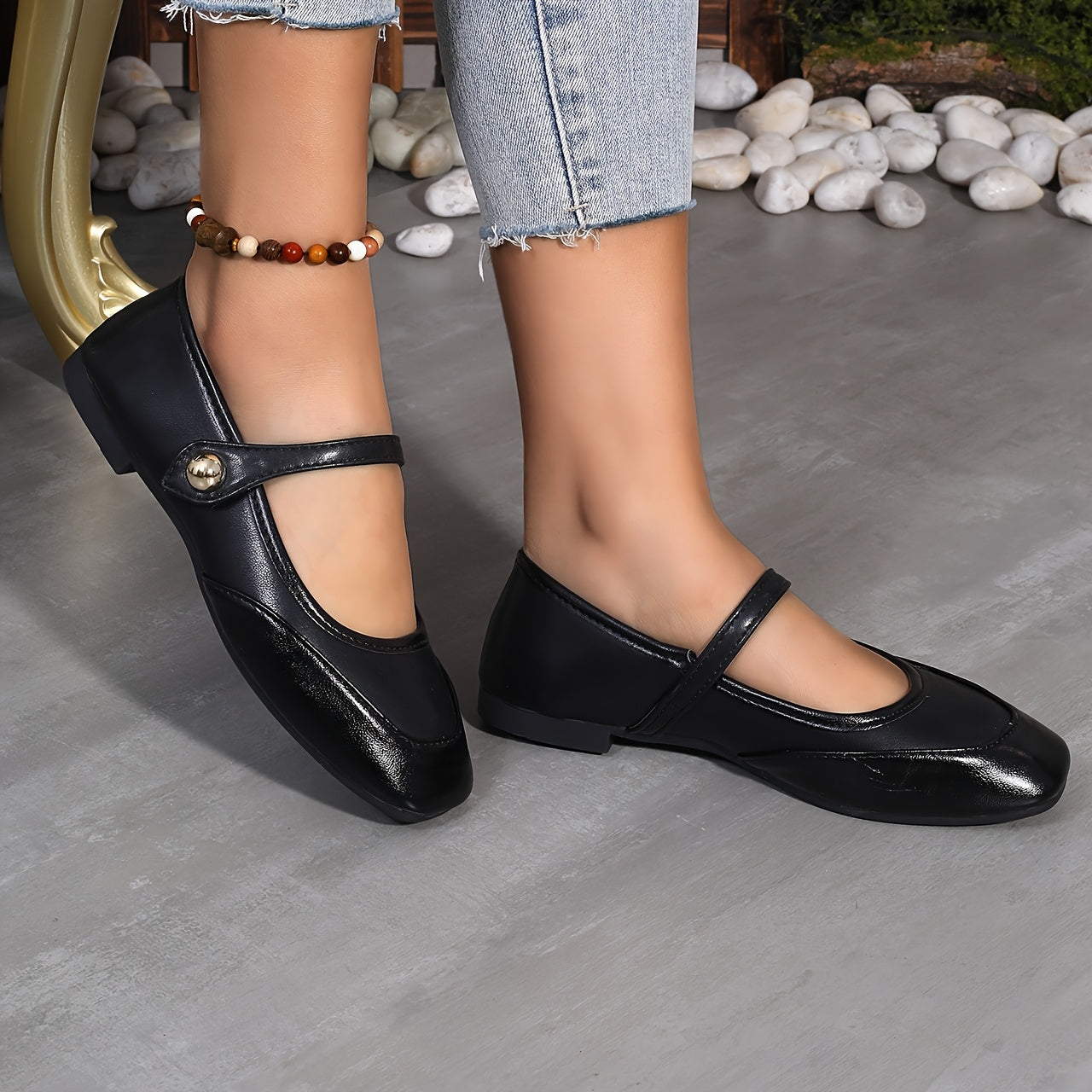 Women's Mary Jane Flats Square Toe Slip-On Casual and Formal Shoes