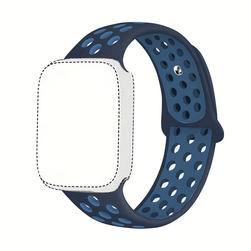 Silicone Watch Band for Apple Watch Ultra SE Series 1-10 Breathable Sport Strap with Deployant Clasp