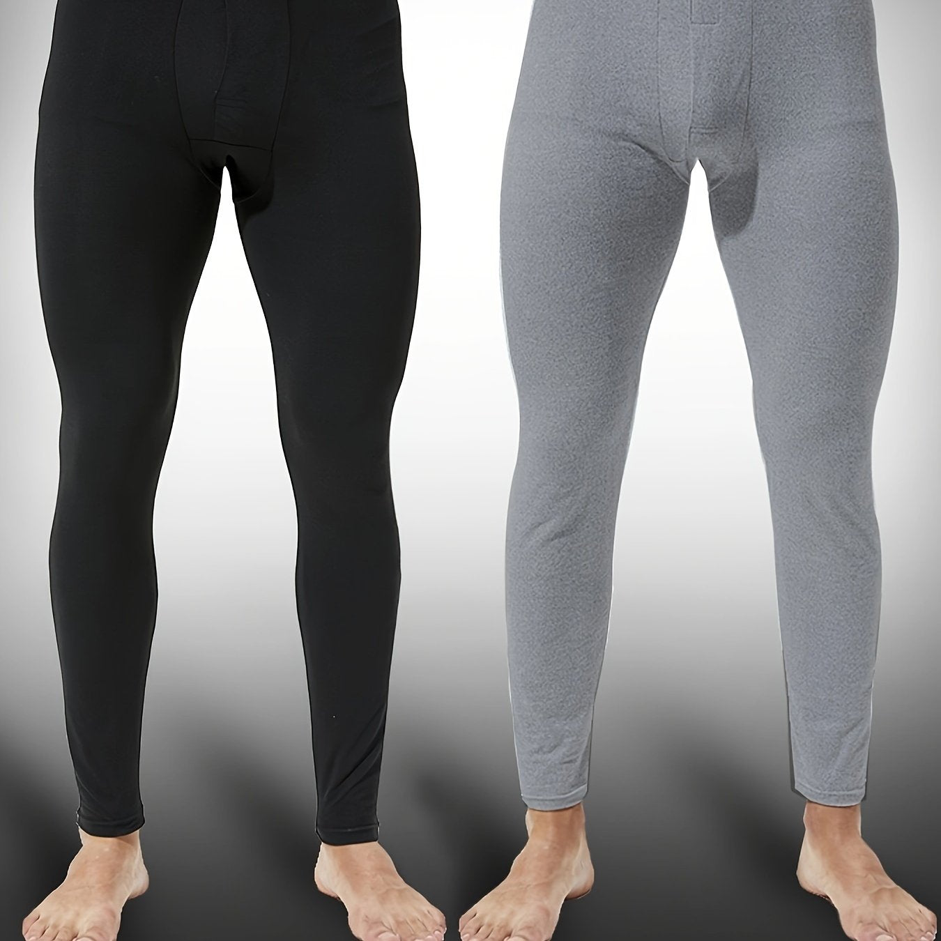Conjunto de pantalones térmicos para hombre, pack de 2, ajuste ajustado, capa base forrada de felpa para otoño e invierno