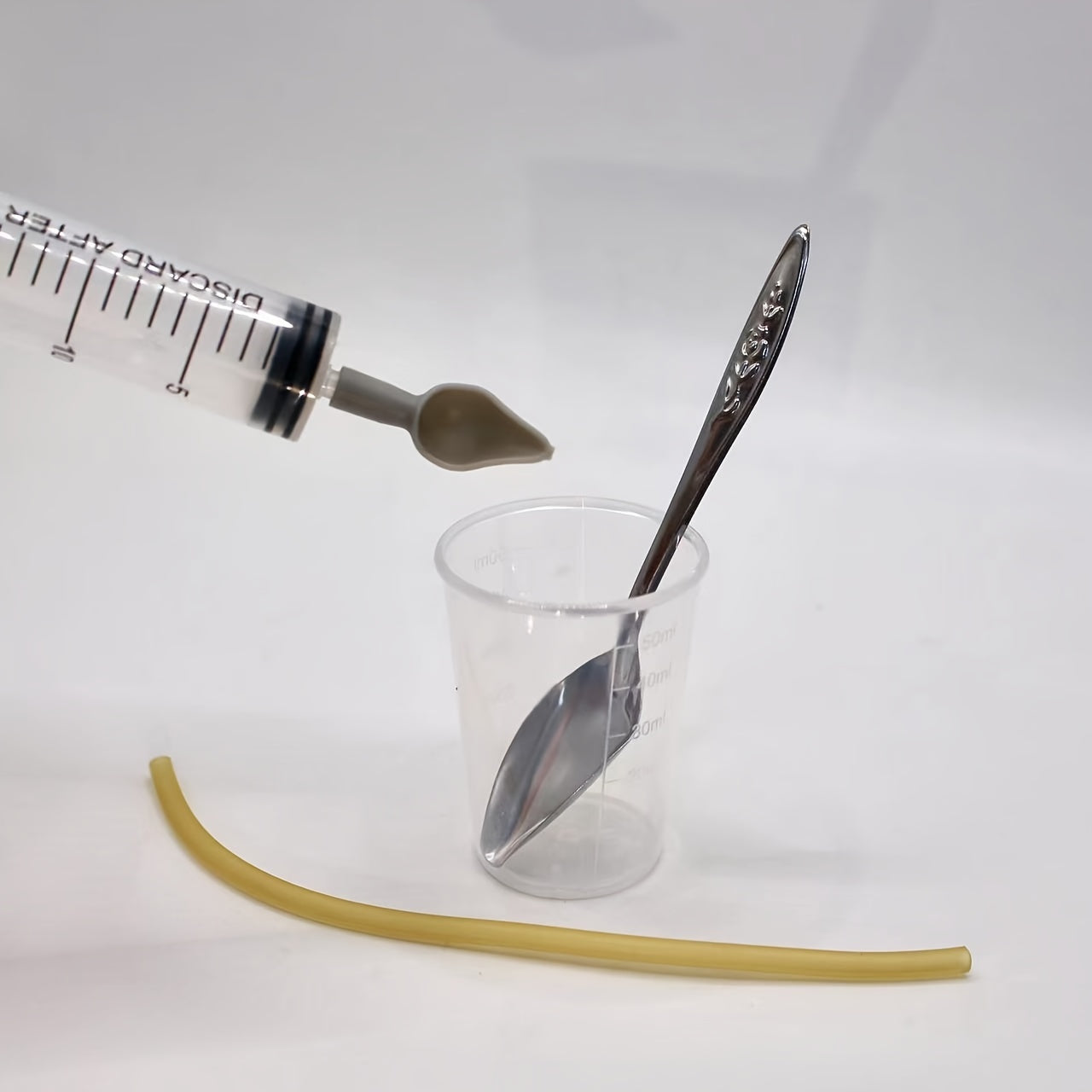 Bird Feeding Set for Young Tiger Peony Chicks Stainless Steel Syringe Measuring Cup Spoon