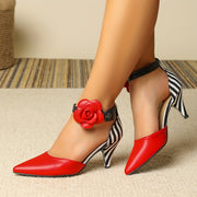 Women’s High Heel Floral Open-Toe Pumps for Spring and Summer
