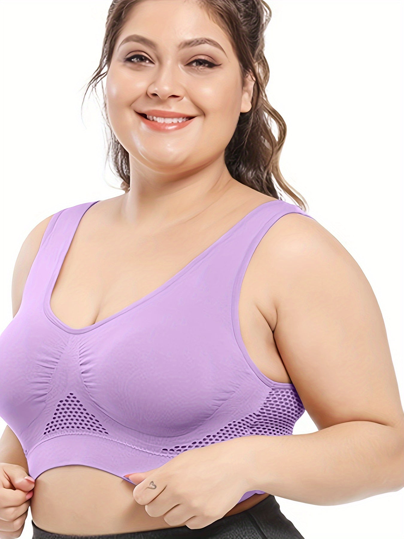 Plus Size Sports Bras 4 Pack Mesh Breathable No Underwire Pads Yoga Fitness