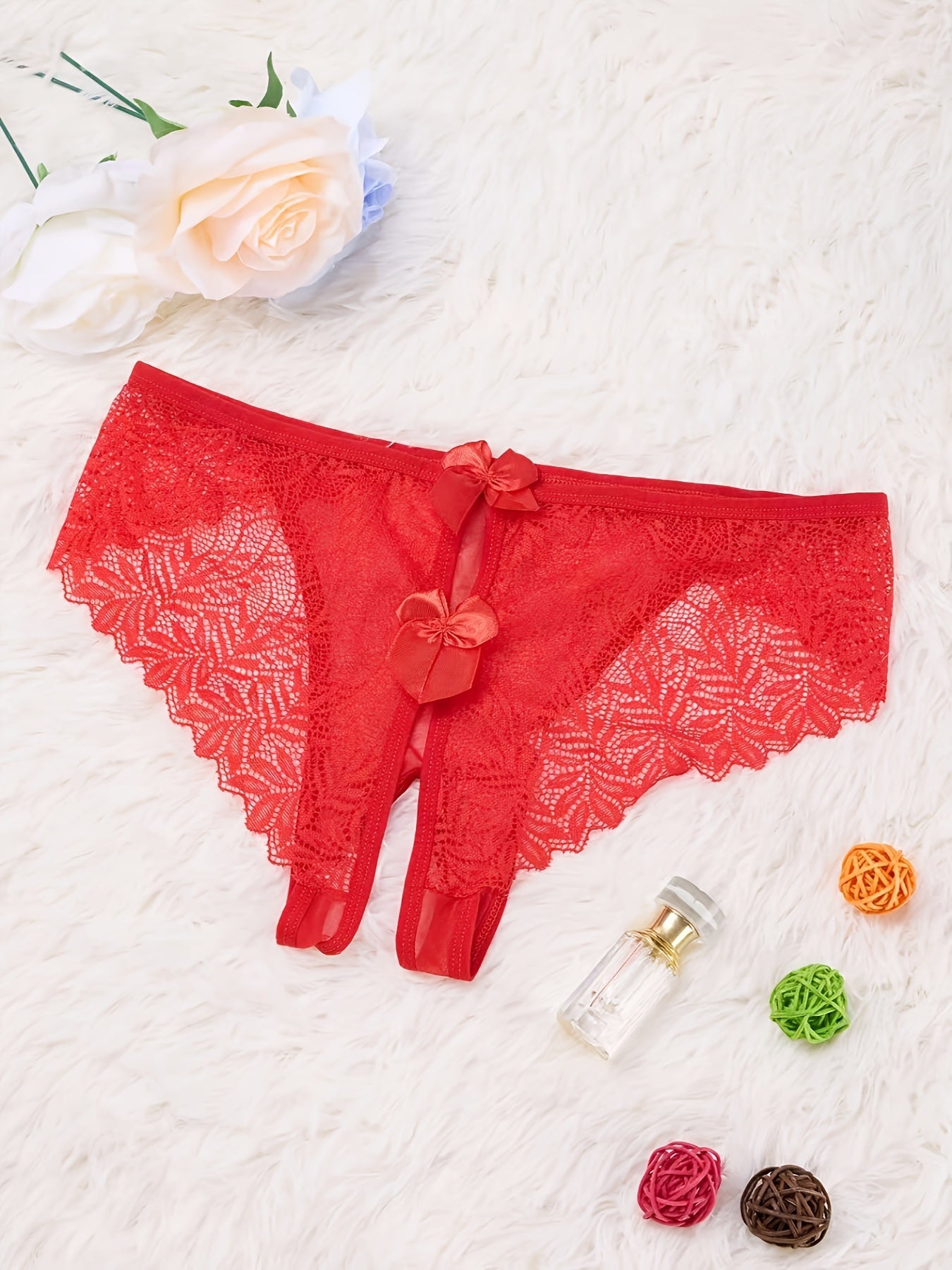 Women's Black Lace Crotchless Panties Lingerie Sexy Erotic Underwear