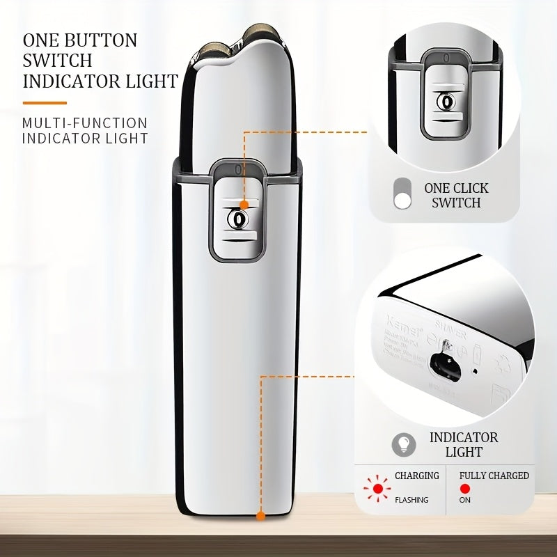 Rotary Electric Shaver Silver Dual Mesh Aluminum Alloy