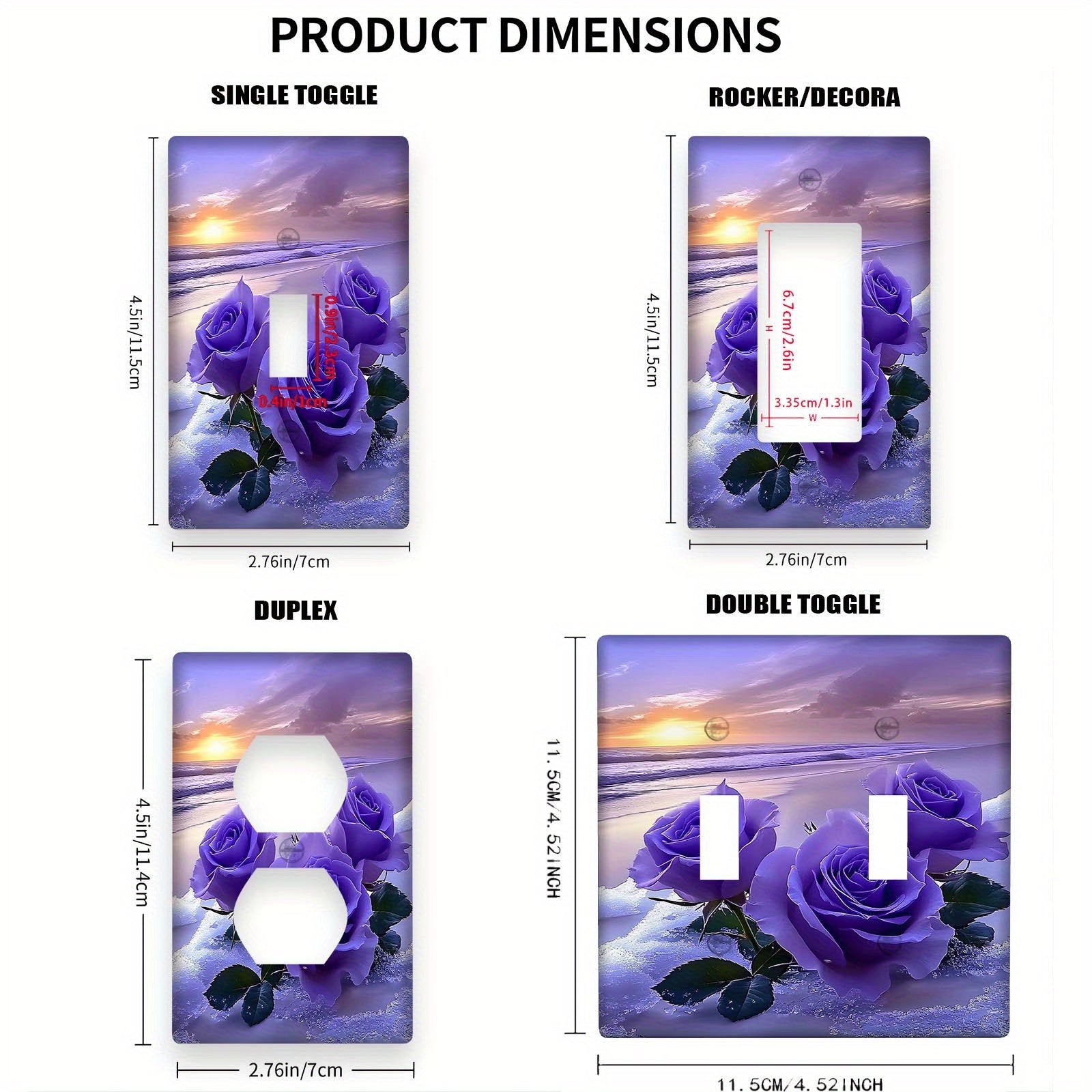 Lavender Purple Rose Wall Plate Cover with Socket Switch Decor for Indoor and Outdoor Use