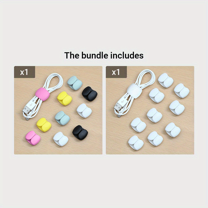 Plastic Cable Organizer Clips for Charging and Earphone Cords Tangle-Free Storage Set of 10