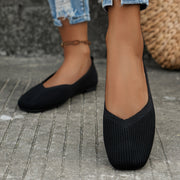 Women's Breathable Knit Slip-On Shoes Casual Square Toe Outdoor Lightweight Fabric