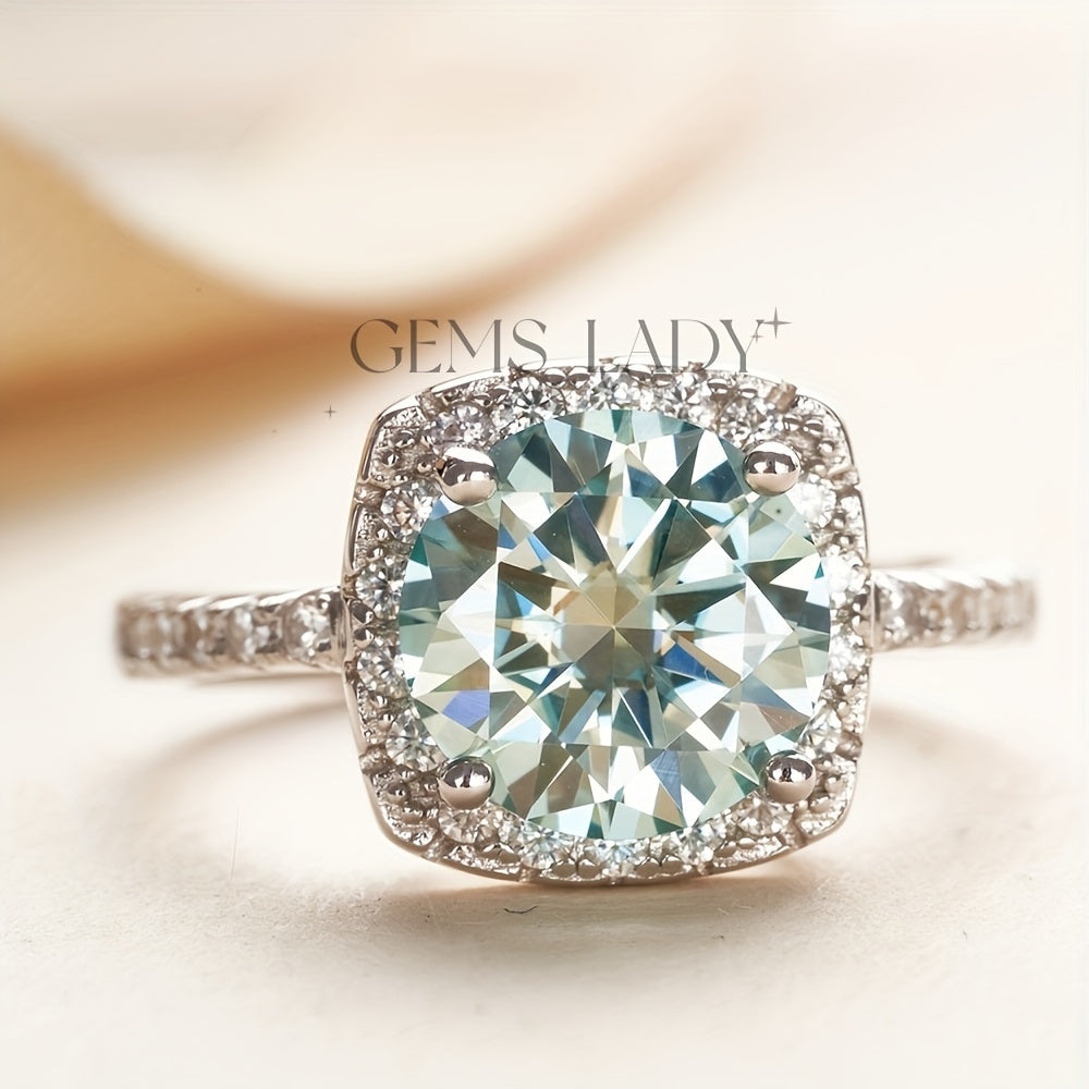 Promise Ring 3ct Moissanite Inlay Sterling Silver Engagement Wedding Anniversary Gift