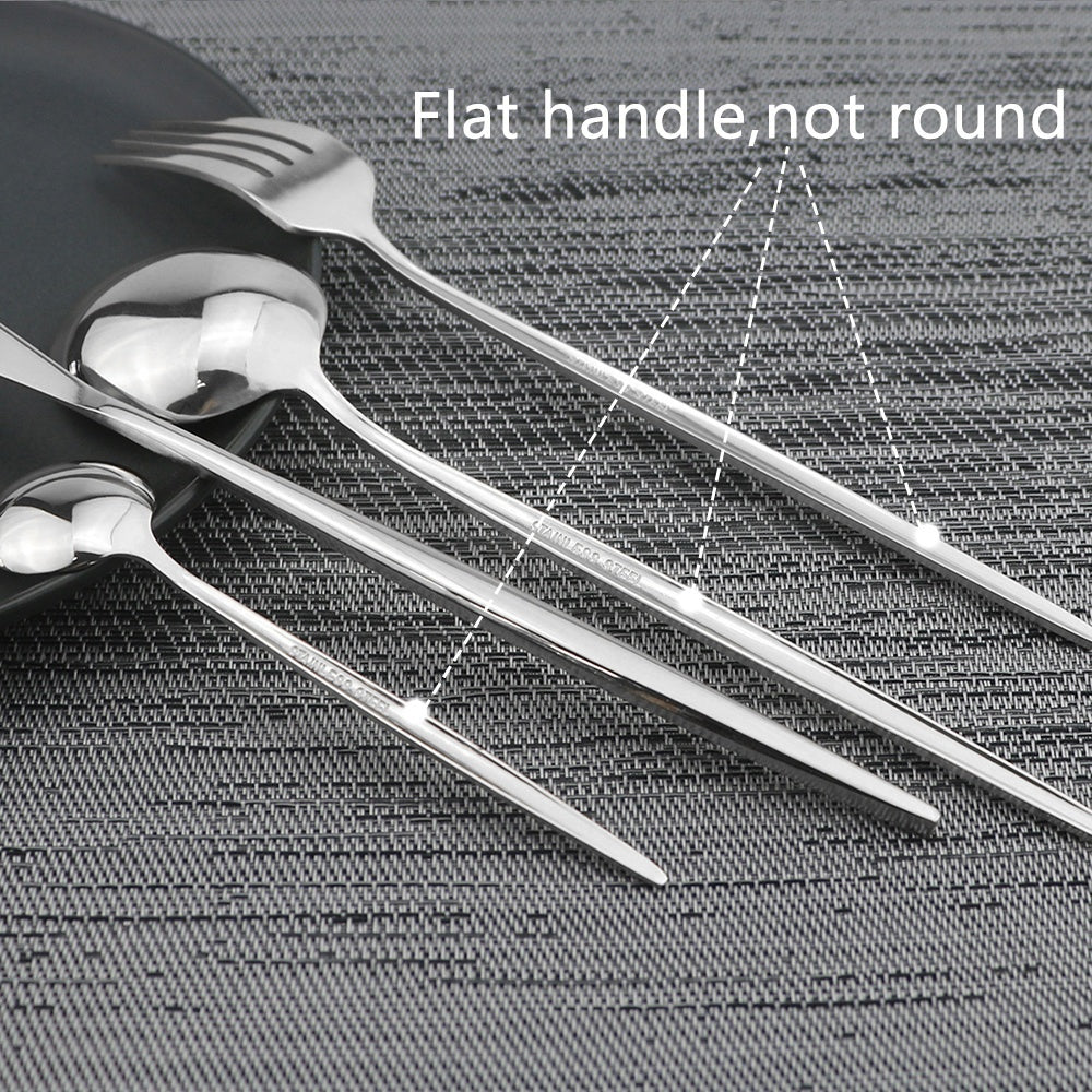 24-Piece Black Handle Gold Stainless Steel Cutlery Set for Kitchen Dining