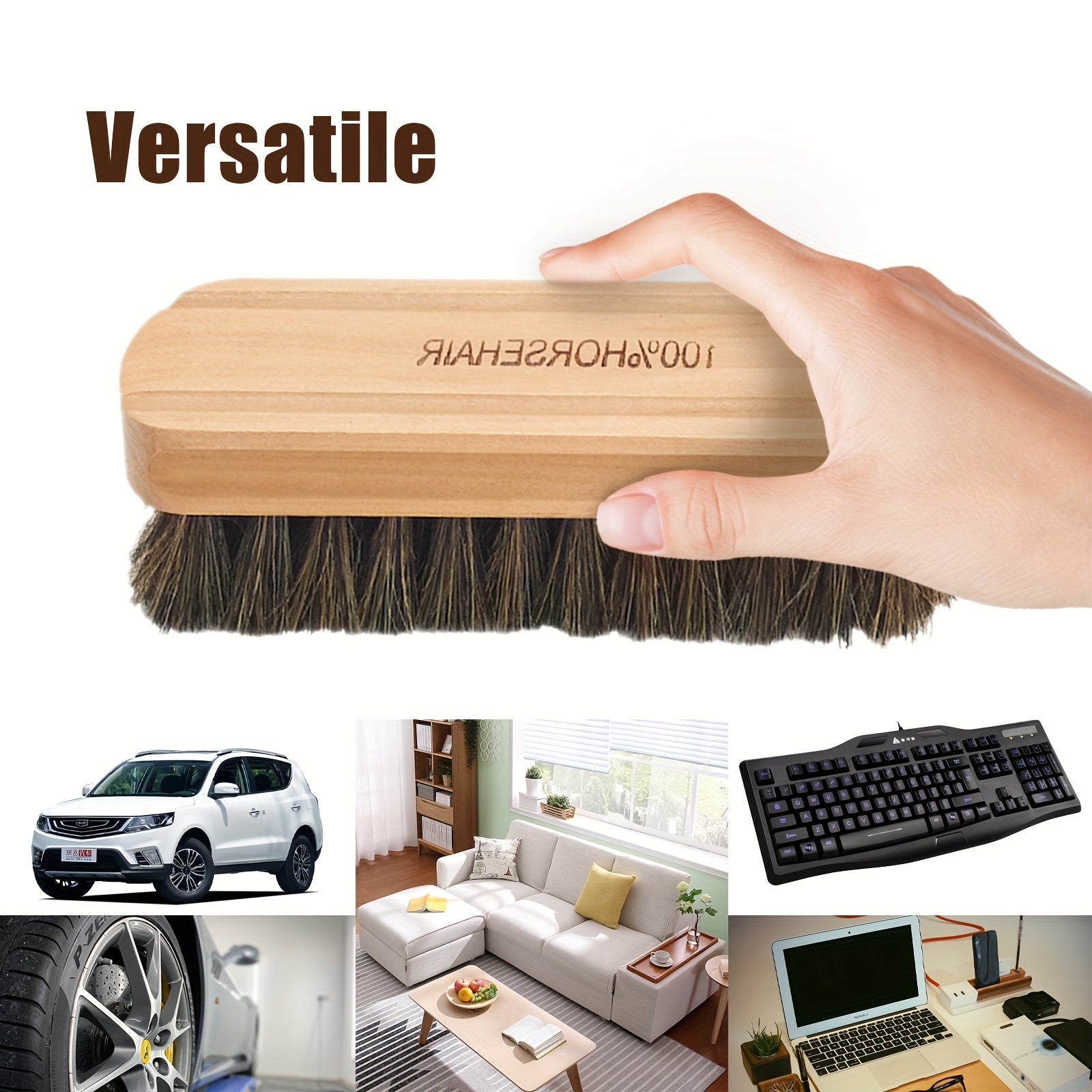 Horse Hair Shoe Brush for Cleaning and Polishing Suede Boots and Shoes