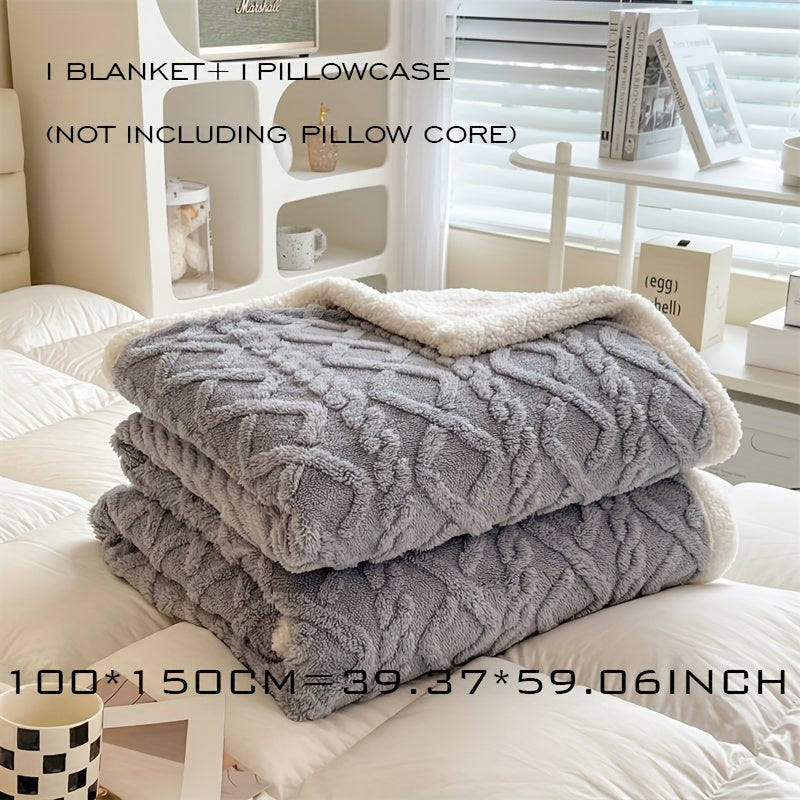 Double-Sided Taffeta Blanket Set with Matching Pillowcases for Winter Sofa Bed Living Room