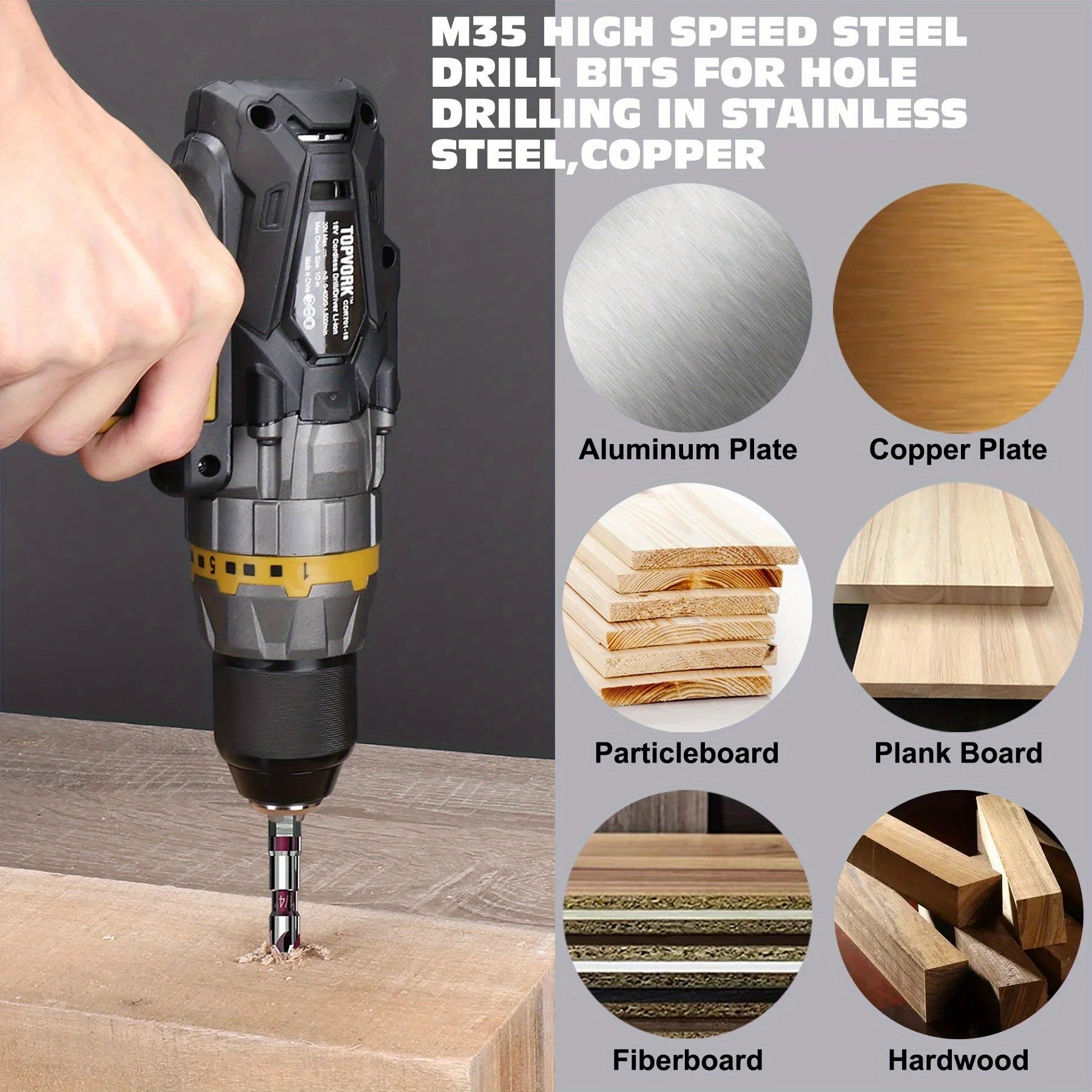 5-Piece Cobalt Countersink Drill Bit Set 82° Angle 1/4" Hex Shank for Metal Wood Plastic