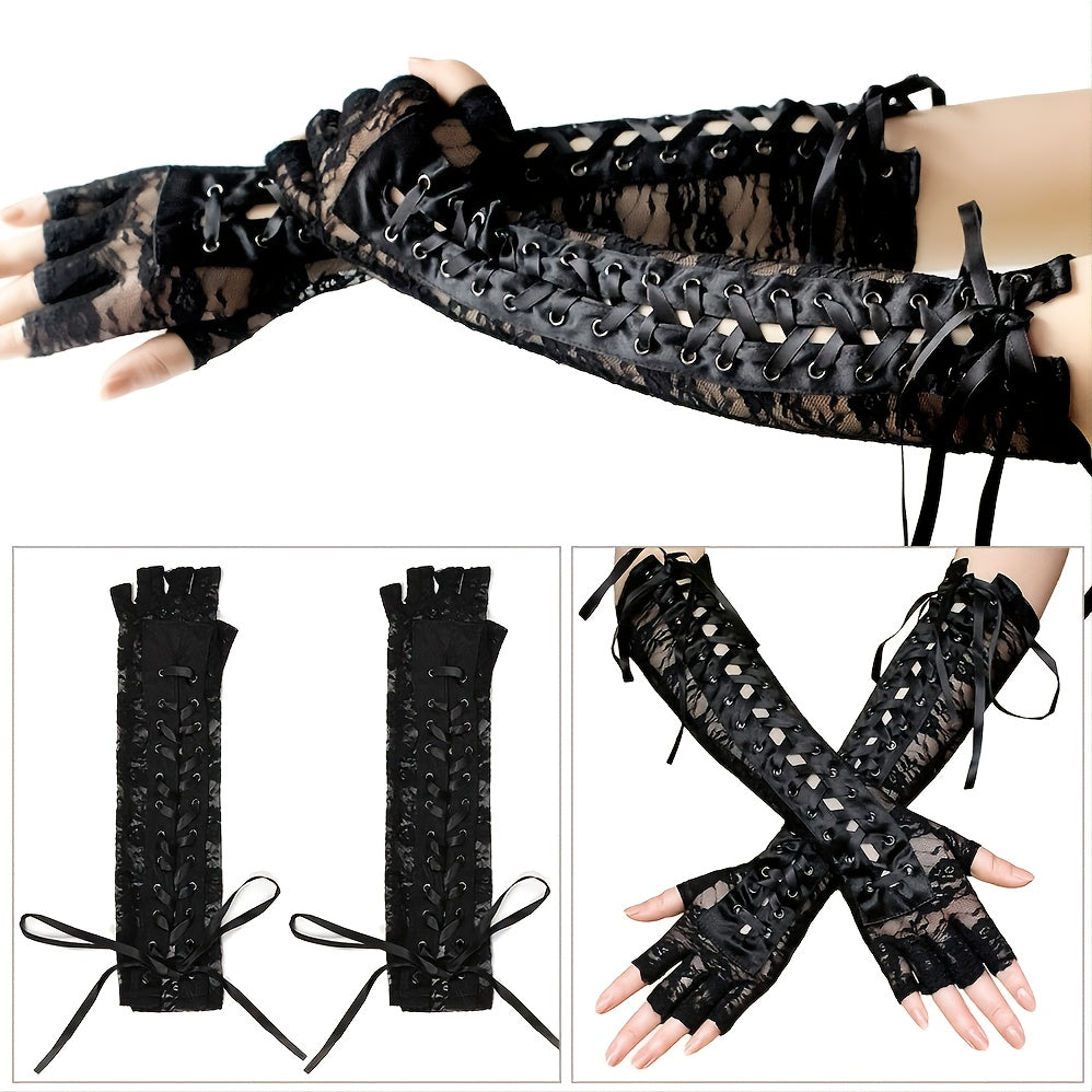 Women's Retro Halloween Gloves Gothic Lace Corset Fingerless Cosplay