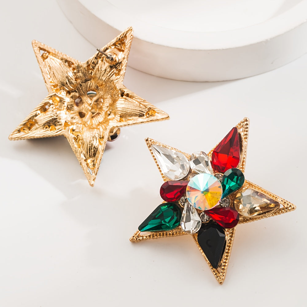 Vintage Alloy Star Earrings with Five-Pointed Design for Daily Wear or Gifting