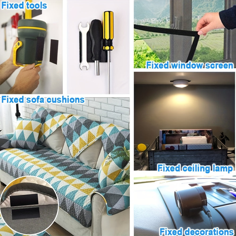 10 juegos de tiras de cinta de gancho y bucle adhesiva de alta resistencia para alfombras, tapetes y cojines