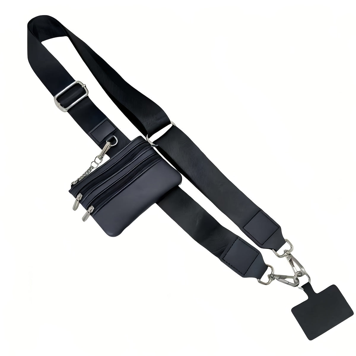 Mobile Phone Crossbody Strap with Wallet Adjustable Zippered Phone Holder White