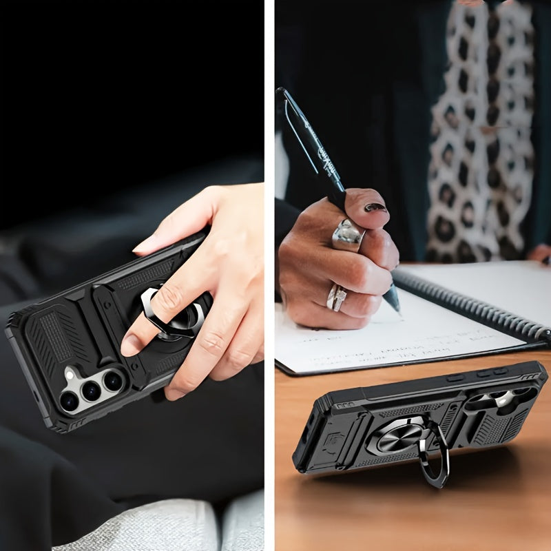 Durable Shockproof Phone Case with Metal Stand and Card Slot for Multiple Models