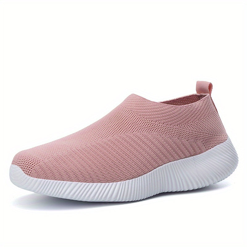 Ayollar uchun kundalik nafas oladigan slip-on sport poyabzali, bir rangda yurish uchun