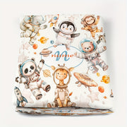 Personalized Space-Themed Flannel Fleece Blanket for Kids and Adults Reversible Cozy Throw