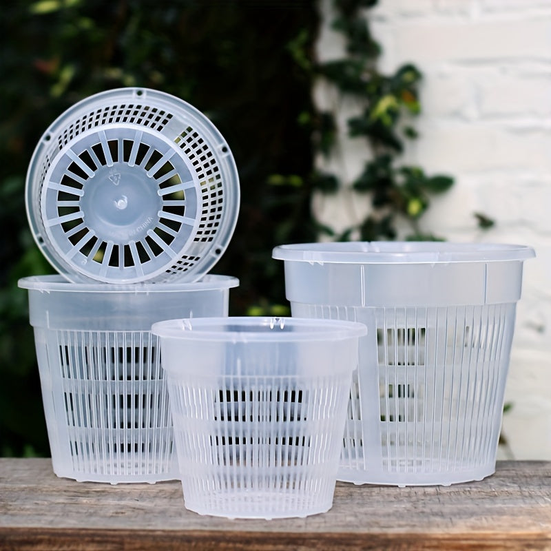 4 dona shaffof plastmassa orkide idishlari 16cm 19cm drenaj teshiklari bilan ichki va tashqi foydalanish uchun