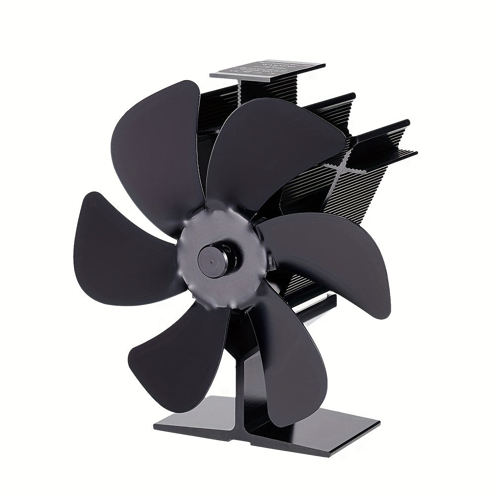 Black 6 Blade Fireplace Fan for Log Burner, Eco-Friendly, Quiet Heat Distribution