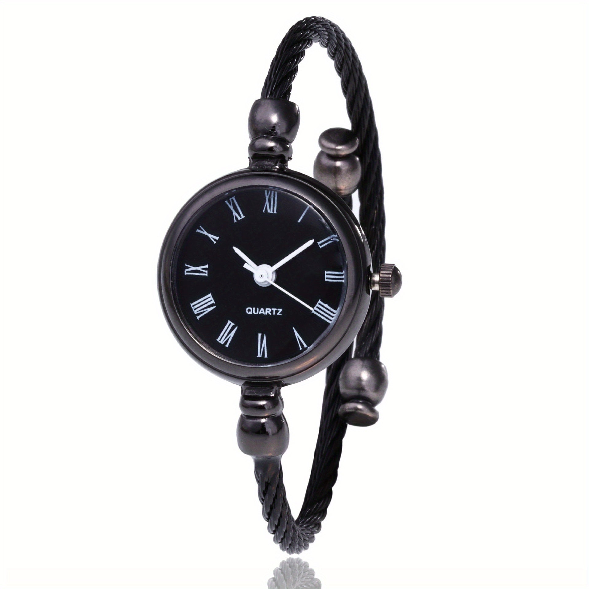 Reloj de pulsera analógico con esfera de números romanos vintage y movimiento de cuarzo