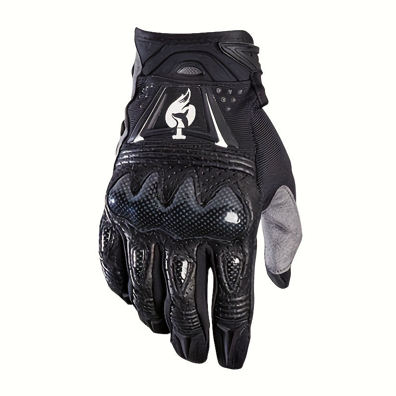 Men's Faux Leather Full Finger Motorcycle Gloves All-Season Protective Gear