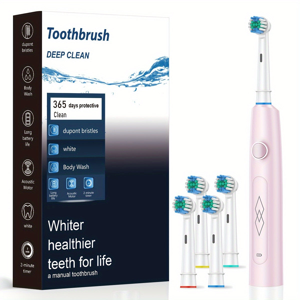 Black Sonic Electric Toothbrush for Adults with USB Rechargeable Battery and 5 Modes